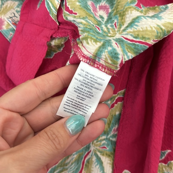 FAHERTY Pacifca Seersucker Berry Pink Floral Wrap Skirt Organic Cotton S - Picture 6 of 6